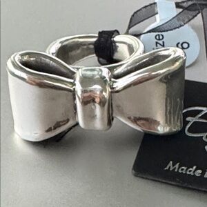 E&L Israel Sterling Silver Electroform Bow Ring Sz.6-6.5